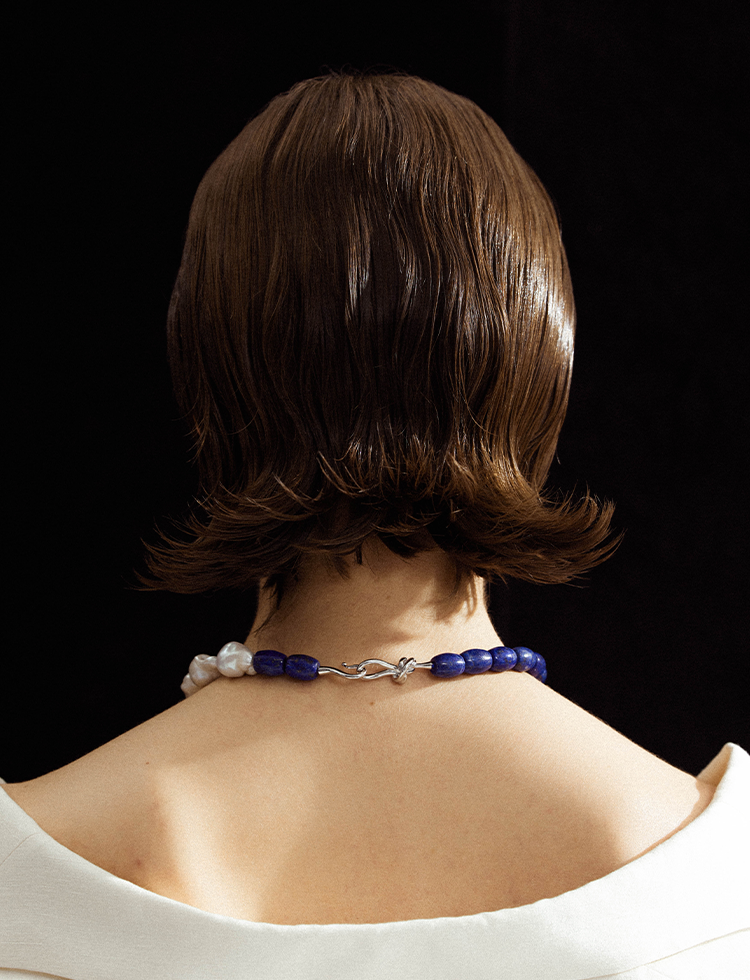 Baroque pearl and lapis lazuli necklace