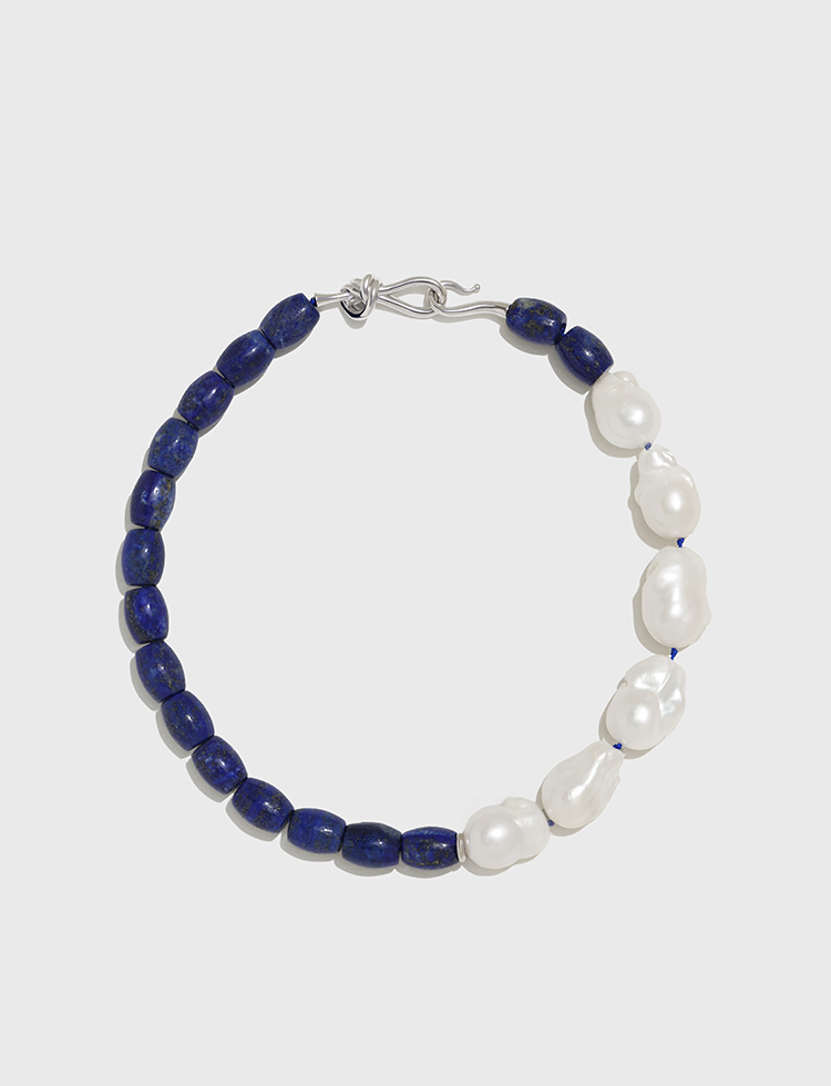 Baroque pearl and lapis lazuli necklace