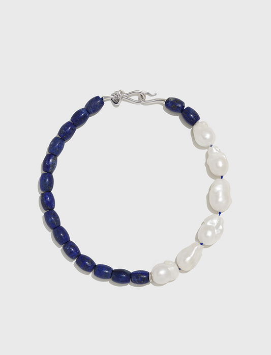 Baroque pearl and lapis lazuli necklace